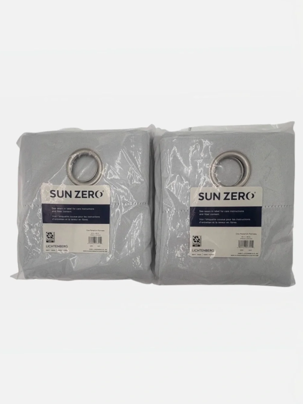 Sun Zero Lichtenberg Grommet Curtain Panels 40x95 Light Gray Set of 2 57791